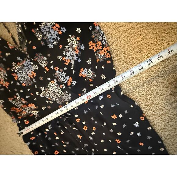 Ann Taylor LOFT Sleeveless Jumpsuit Black Floral Pockets Elastic Waist Size XL - Picture 7 of 9